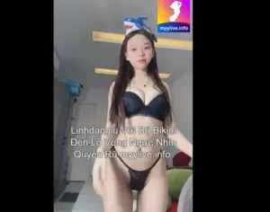 Linhdangiu Với Bộ Bikini Đen Lộ Vòng Ngực Nhìn Quyến Rũ 3