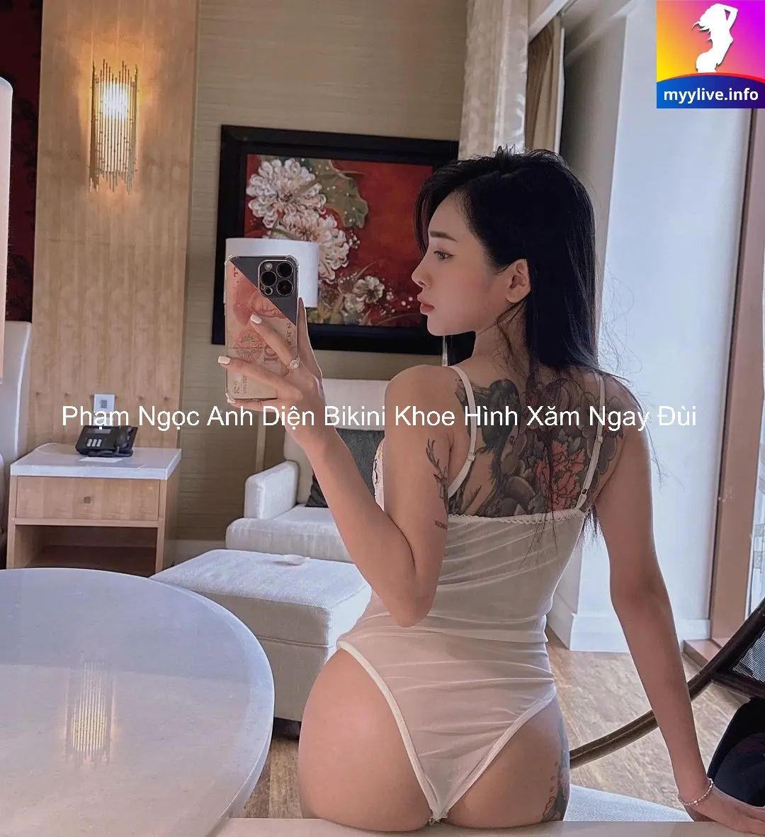 Phạm Ngọc Anh Diện Bikini Khoe Hình Xăm Ngay Đùi 2